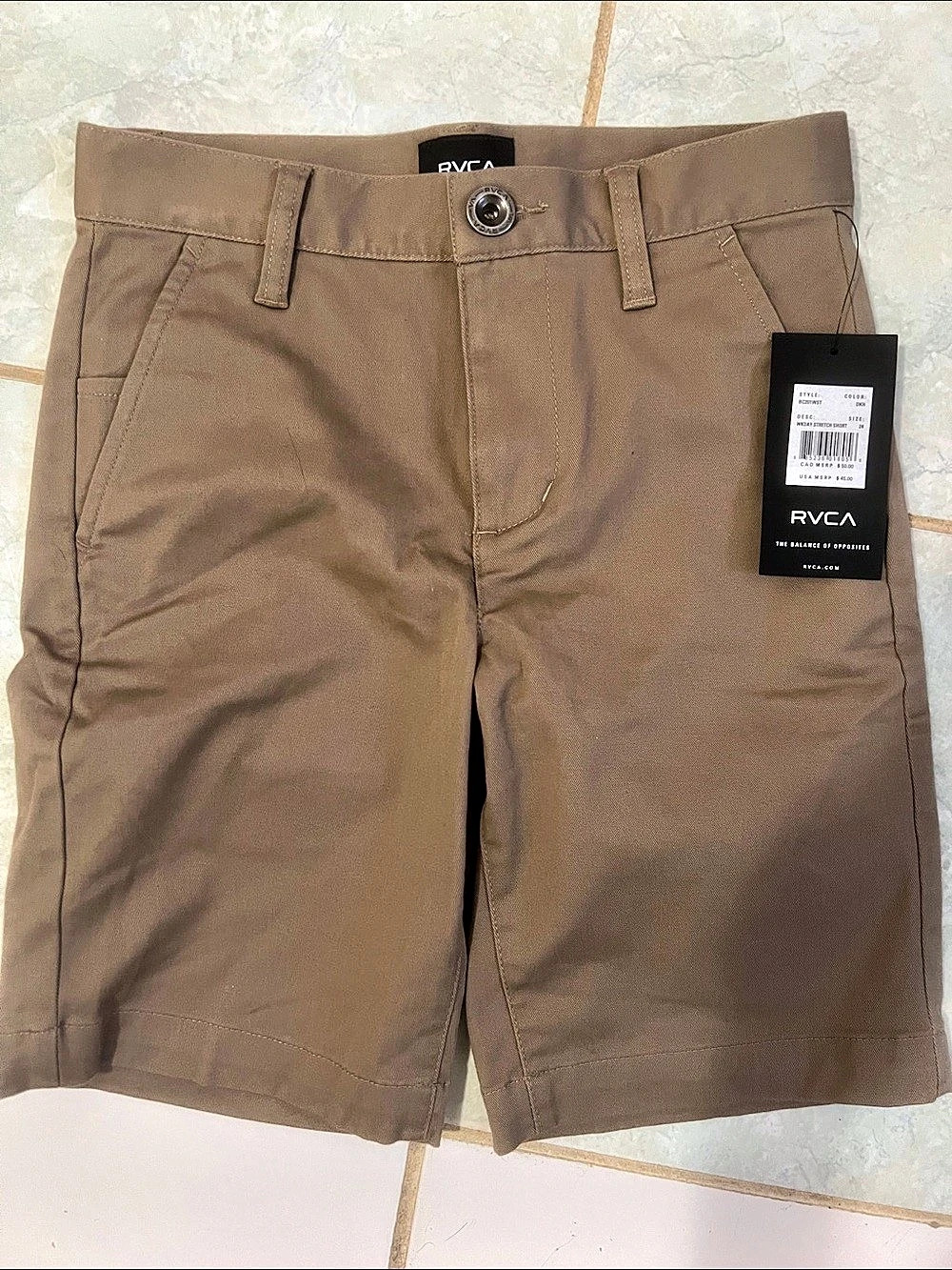 RVCA WKDAY Stretch Short little boys Brown Size 24 NWT